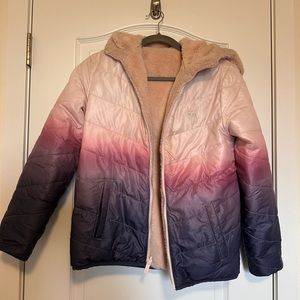 Abercrombie Kids hooded puffer jacket with faux fur lining